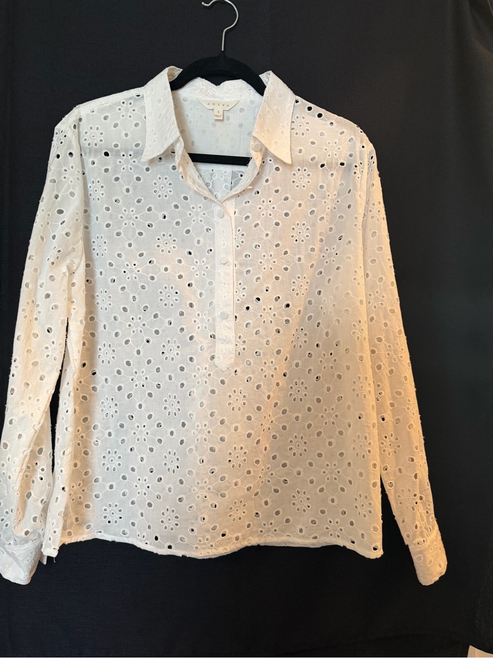 Adiva White Eyelet Button-Down Shirt (New without tags)